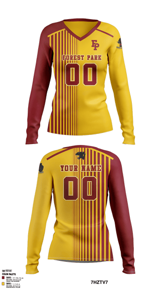 Women's Long Sleeve Vneck Shirt, Forest Park Middle School Volleyball, Women's Volleyball, Teamtime, Team time, sublimation, custom sports apparel, team uniforms, spirit wear, spiritwear, sports uniforms, custom shirts, team store, custom team store, fundraiser sports, apparel fundraiser