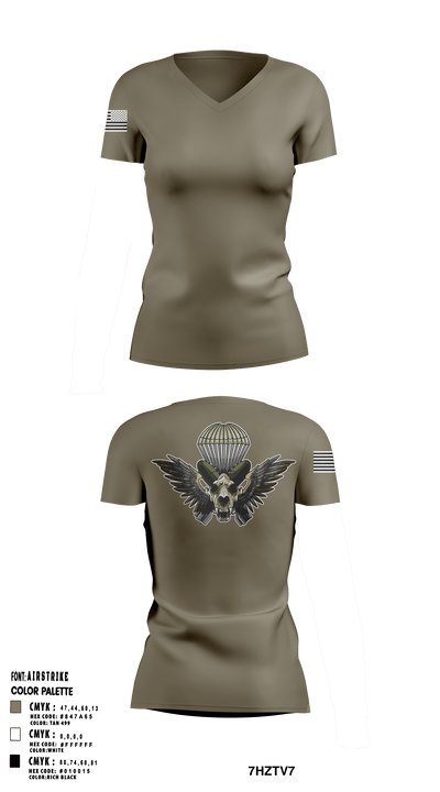 HHC Mortars, 2-505 PIR 68912099 Women's Short Sleeve V-neck Shirt - 30