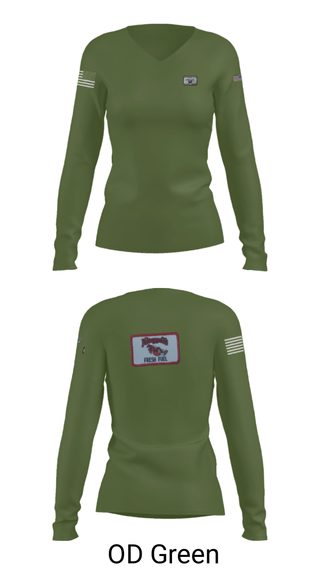 Women's Long Sleeve Vneck Shirt, , Army, Teamtime, Team time, sublimation, custom sports apparel, team uniforms, spirit wear, spiritwear, sports uniforms, custom shirts, team store, custom team store, fundraiser sports, apparel fundraiser