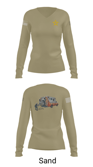 Women's Long Sleeve Vneck Shirt, , Army, Teamtime, Team time, sublimation, custom sports apparel, team uniforms, spirit wear, spiritwear, sports uniforms, custom shirts, team store, custom team store, fundraiser sports, apparel fundraiser