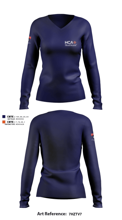 HCA HEALTHCARE 97224522 Women's Long Sleeve V-neck Shirt - 2