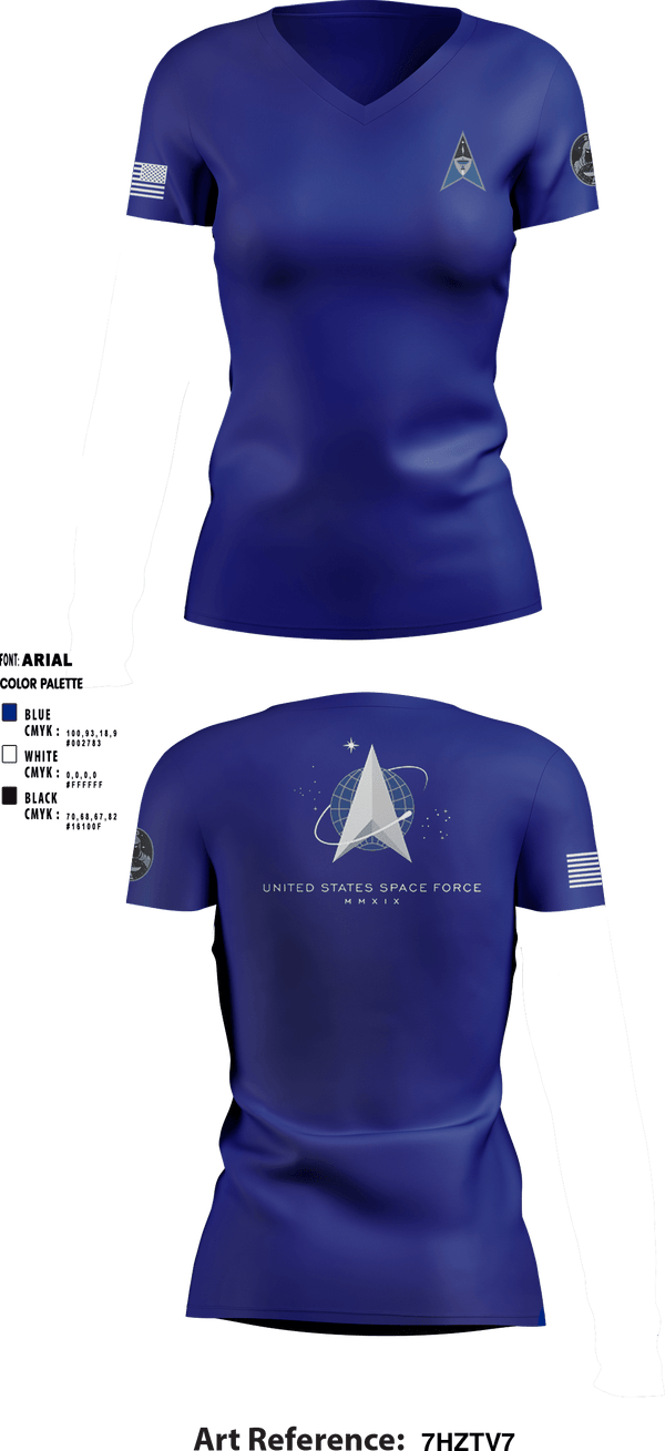 Women's Short Sleeve Vneck Shirt, , Space Force, Teamtime, Team time, sublimation, custom sports apparel, team uniforms, spirit wear, spiritwear, sports uniforms, custom shirts, team store, custom team store, fundraiser sports, apparel fundraiser
