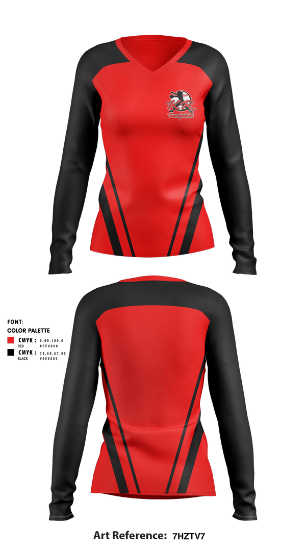 Women's Long Sleeve Vneck Shirt, KR Fastpitch 9u, Softball, Teamtime, Team time, sublimation, custom sports apparel, team uniforms, spirit wear, spiritwear, sports uniforms, custom shirts, team store, custom team store, fundraiser sports, apparel fundraiser