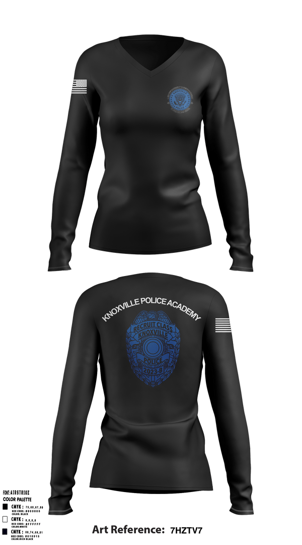 Women's Long Sleeve Vneck Shirt, Basic Recruit class 2023-B, Police, Teamtime, Team time, sublimation, custom sports apparel, team uniforms, spirit wear, spiritwear, sports uniforms, custom shirts, team store, custom team store, fundraiser sports, apparel fundraiser