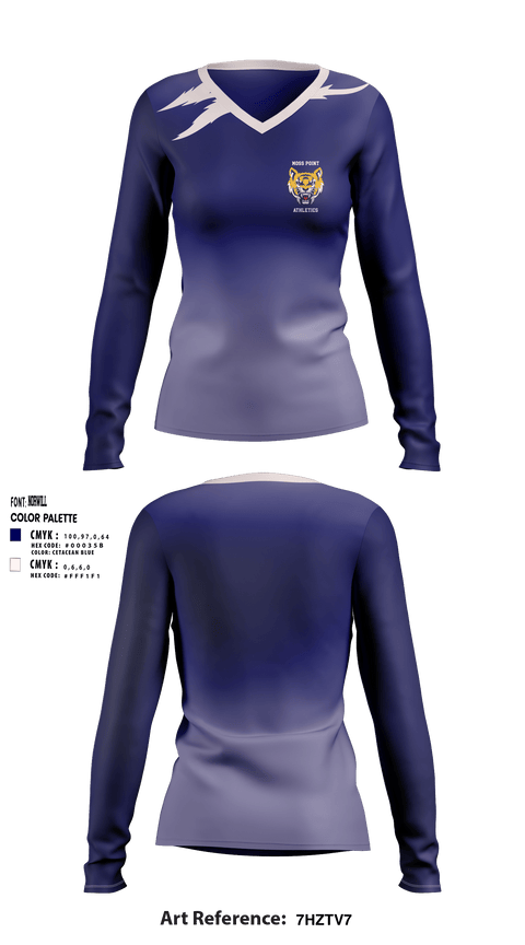 Women's Long Sleeve Vneck Shirt, Moss Point Athletics, Spirit Store, Teamtime, Team time, sublimation, custom sports apparel, team uniforms, spirit wear, spiritwear, sports uniforms, custom shirts, team store, custom team store, fundraiser sports, apparel fundraiser
