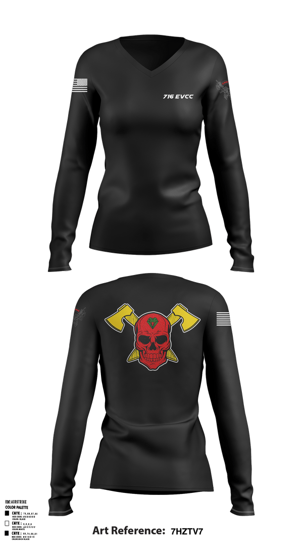 Women's Long Sleeve Vneck Shirt, 716716 EVCC, Army, Teamtime, Team time, sublimation, custom sports apparel, team uniforms, spirit wear, spiritwear, sports uniforms, custom shirts, team store, custom team store, fundraiser sports, apparel fundraiser