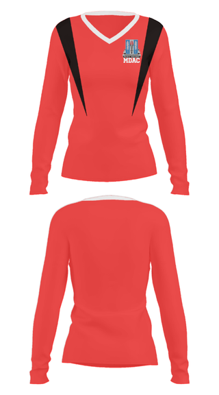 Women's Long Sleeve Vneck Shirt, MDAC, Men's Soccer, Teamtime, Team time, sublimation, custom sports apparel, team uniforms, spirit wear, spiritwear, sports uniforms, custom shirts, team store, custom team store, fundraiser sports, apparel fundraiser