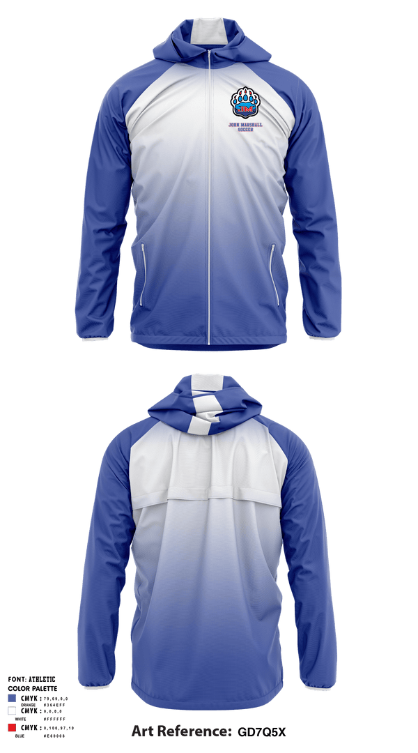 Windbreaker, John Marshall Soccer, Men's Soccer, Teamtime, Team time, sublimation, custom sports apparel, team uniforms, spirit wear, spiritwear, sports uniforms, custom shirts, team store, custom team store, fundraiser sports, apparel fundraiser