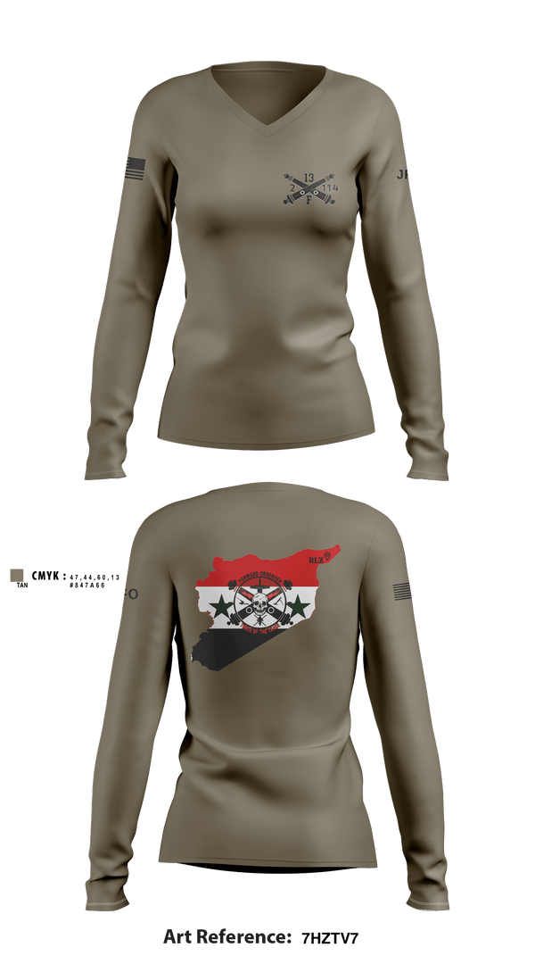 Women's Long Sleeve Vneck Shirt, HHB 2-114 FA (FIST), Army, Teamtime, Team time, sublimation, custom sports apparel, team uniforms, spirit wear, spiritwear, sports uniforms, custom shirts, team store, custom team store, fundraiser sports, apparel fundraiser