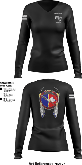 Women's Long Sleeve Vneck Shirt, Comanche, 309th MI BN, , Teamtime, Team time, sublimation, custom sports apparel, team uniforms, spirit wear, spiritwear, sports uniforms, custom shirts, team store, custom team store, fundraiser sports, apparel fundraiser