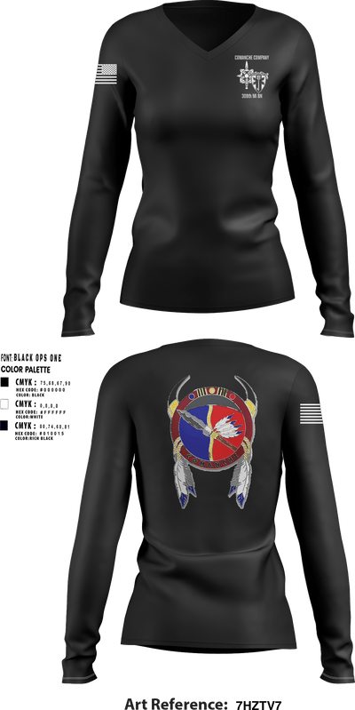 Comanche, 309th MI BN 43533231 Women's Long Sleeve V-neck Shirt - 1