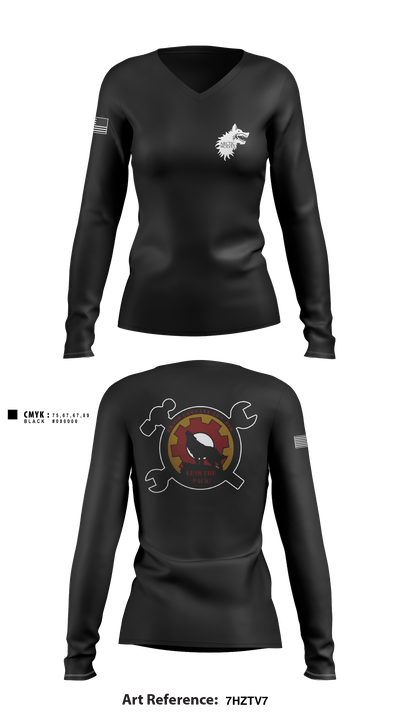 B Co., 25th BSB, 1st BDE, 11th ADV 27348803 Women's Long Sleeve V-neck Shirt - 10