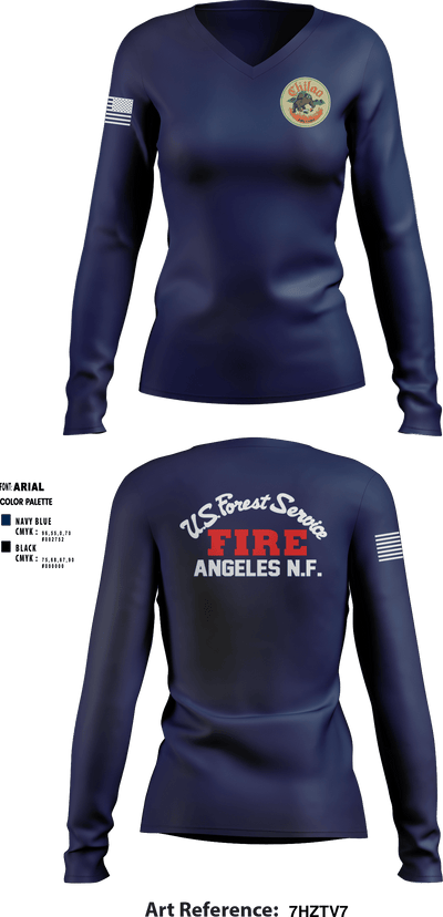 Chilao fire camp 45383717 Women's Long Sleeve V-neck Shirt - 4