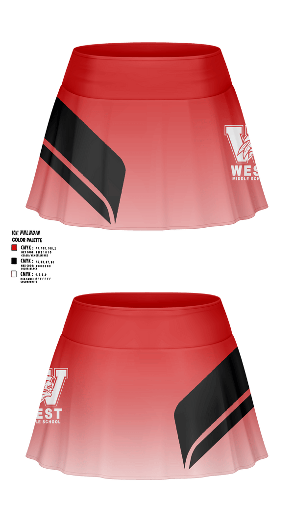 Skort, West Middle School Cheer, Cheer, Teamtime, Team time, sublimation, custom sports apparel, team uniforms, spirit wear, spiritwear, sports uniforms, custom shirts, team store, custom team store, fundraiser sports, apparel fundraiser