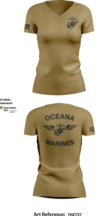 Oceana Marines 61589577 Women's Short Sleeve V-neck Shirt - 3