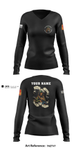 Bravo Battery, 4th Battalion, 3rd Air Defense Artillery Regiment 1115971 Women's Long Sleeve V-neck Shirt - 2