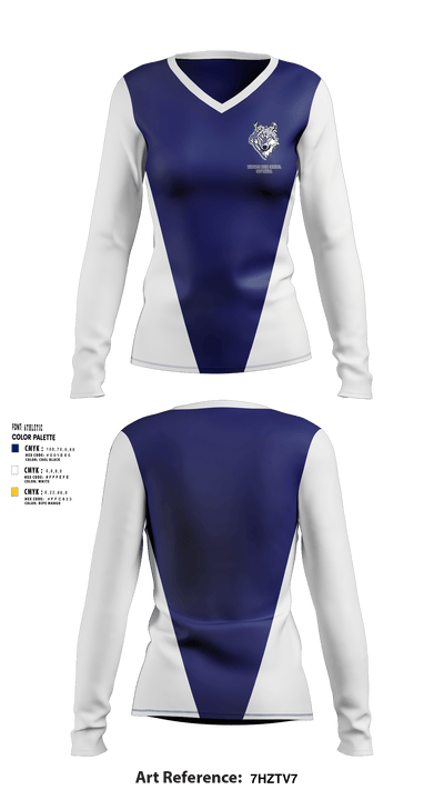 Wapato High School Softball 65276755 Women's Long Sleeve V-neck Shirt - 1