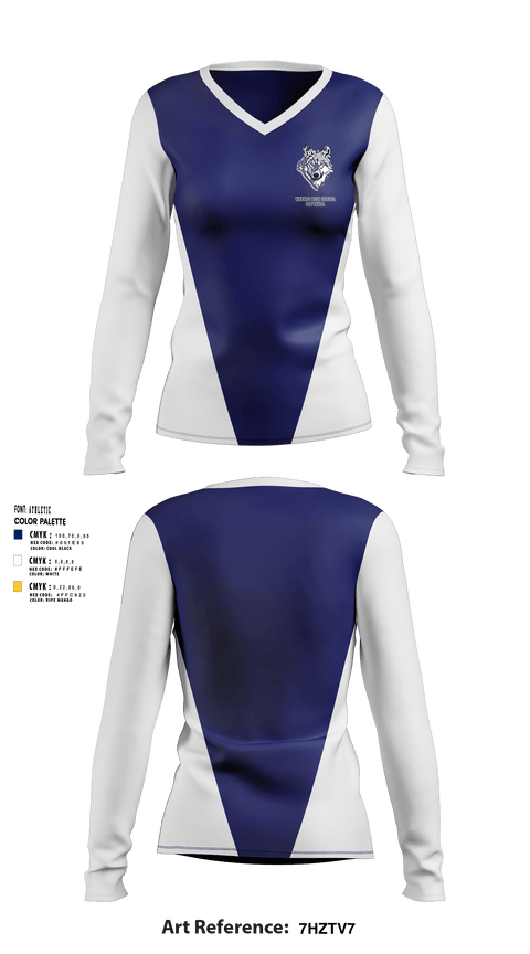 Women's Long Sleeve Vneck Shirt, Wapato High School Softball, Softball, Teamtime, Team time, sublimation, custom sports apparel, team uniforms, spirit wear, spiritwear, sports uniforms, custom shirts, team store, custom team store, fundraiser sports, apparel fundraiser
