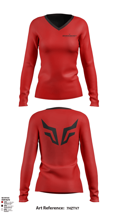 SKINNIBEAST 36402253 Women's Long Sleeve V-neck Shirt - 1