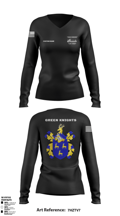 Hobkirk Green Knights 61896750 Women's Long Sleeve V-neck Shirt - 2
