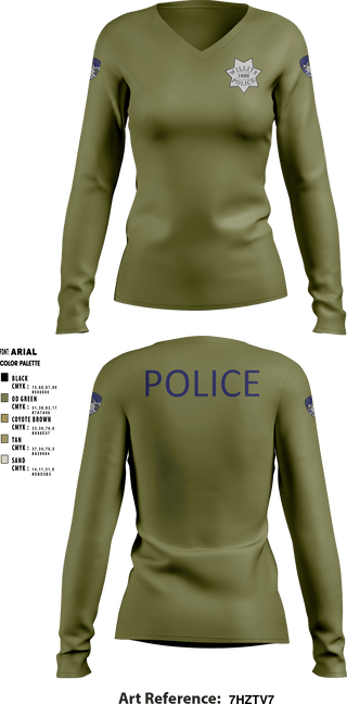 Women's Long Sleeve Vneck Shirt, Willits Little Lake JRTF, Police, Teamtime, Team time, sublimation, custom sports apparel, team uniforms, spirit wear, spiritwear, sports uniforms, custom shirts, team store, custom team store, fundraiser sports, apparel fundraiser