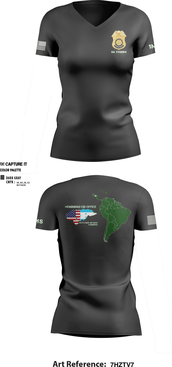 Women's Short Sleeve Vneck Shirt, Honduras CID Office, Army, Teamtime, Team time, sublimation, custom sports apparel, team uniforms, spirit wear, spiritwear, sports uniforms, custom shirts, team store, custom team store, fundraiser sports, apparel fundraiser