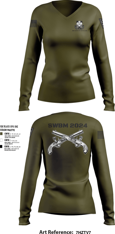 HHD 437th MP BN 73835044 Women's Long Sleeve V-neck Shirt - 51