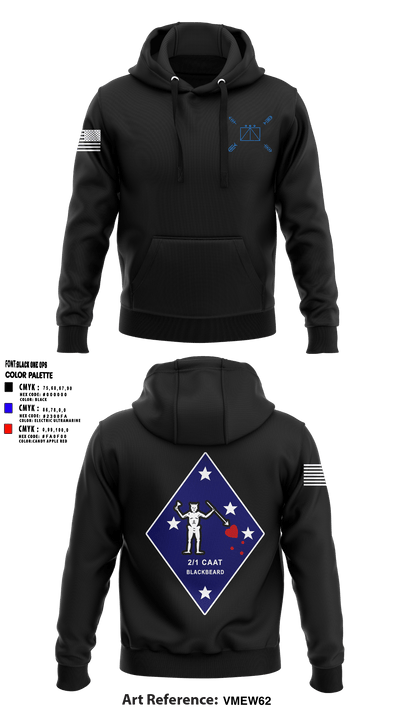 BLT 2d Battalion, 1st Marines, Weapons Co, CAAT Blue 79953351 Hoodie - 5