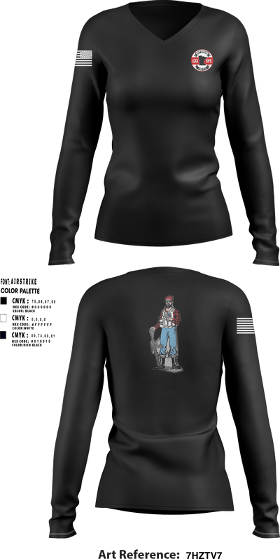 133 SFS 92480397 Women's Long Sleeve V-neck Shirt - 1