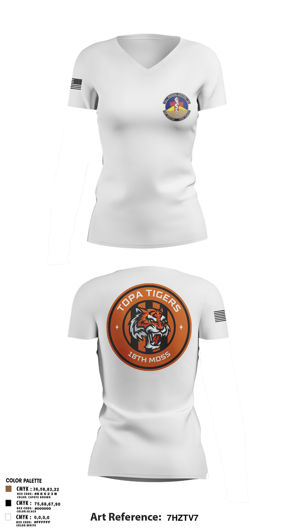 Women's Short Sleeve Vneck Shirt, 18 Medical Support Squadron, Air Force, Teamtime, Team time, sublimation, custom sports apparel, team uniforms, spirit wear, spiritwear, sports uniforms, custom shirts, team store, custom team store, fundraiser sports, apparel fundraiser
