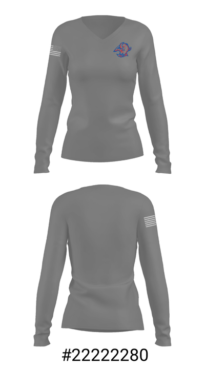 Republic Junior High School 61600725 Women's Long Sleeve V-neck Shirt - 25