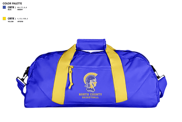Duffle Bag, North County Middle School Basketball, Women's Basketball, Teamtime, Team time, sublimation, custom sports apparel, team uniforms, spirit wear, spiritwear, sports uniforms, custom shirts, team store, custom team store, fundraiser sports, apparel fundraiser