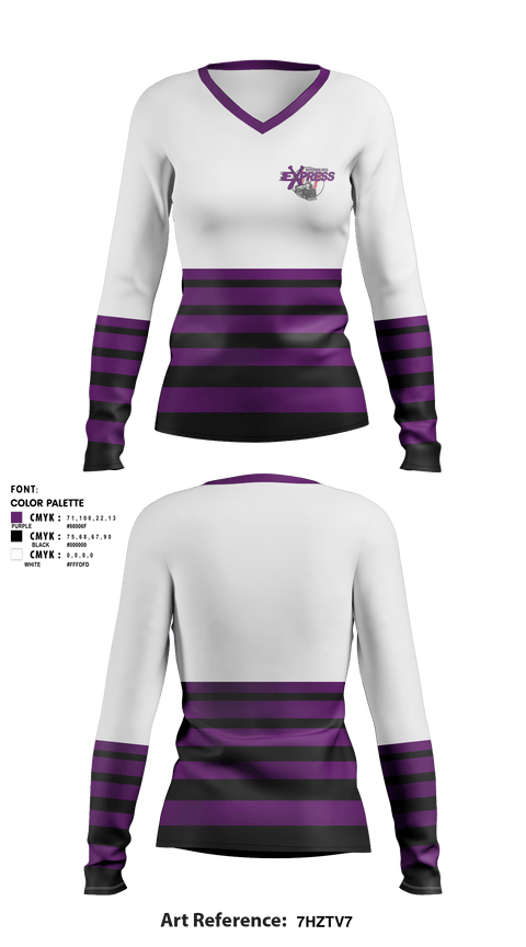 Women's Long Sleeve Vneck Shirt, Strasburg Express, Baseball, Teamtime, Team time, sublimation, custom sports apparel, team uniforms, spirit wear, spiritwear, sports uniforms, custom shirts, team store, custom team store, fundraiser sports, apparel fundraiser