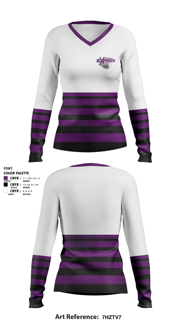 Women's Long Sleeve Vneck Shirt, Strasburg Express, Baseball, Teamtime, Team time, sublimation, custom sports apparel, team uniforms, spirit wear, spiritwear, sports uniforms, custom shirts, team store, custom team store, fundraiser sports, apparel fundraiser