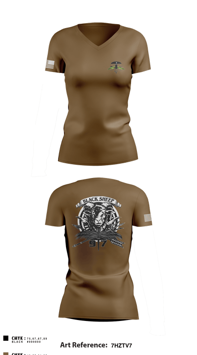 B/97th Civil Affairs Battalion (SO)(A) 80404671 Women's Short Sleeve V-neck Shirt - 3