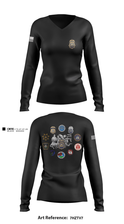 Carnage Co 2-108IN 24566913 Women's Long Sleeve V-neck Shirt - 1