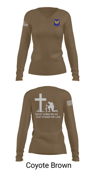 Women's Long Sleeve Vneck Shirt, , Air Force, Teamtime, Team time, sublimation, custom sports apparel, team uniforms, spirit wear, spiritwear, sports uniforms, custom shirts, team store, custom team store, fundraiser sports, apparel fundraiser