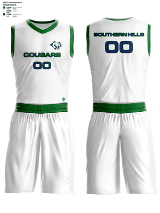 Southern Hills MS Basketball Reversible Basketball Uniform (Green/White) - 1