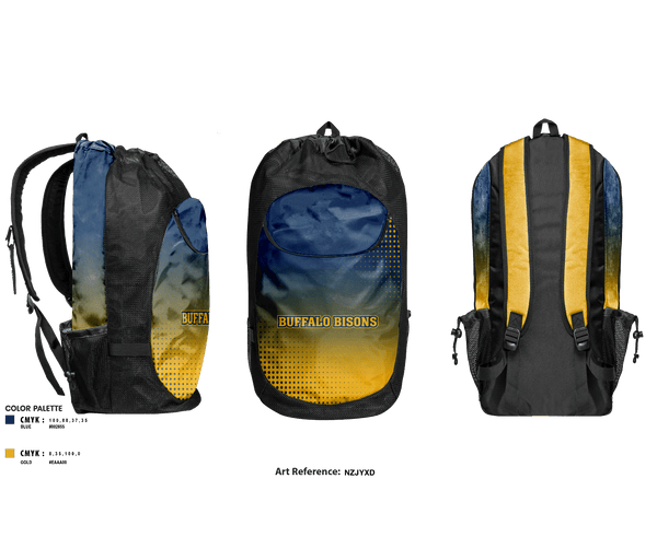 Gear Bag, Buffalo Bisons, Football, Teamtime, Team time, sublimation, custom sports apparel, team uniforms, spirit wear, spiritwear, sports uniforms, custom shirts, team store, custom team store, fundraiser sports, apparel fundraiser