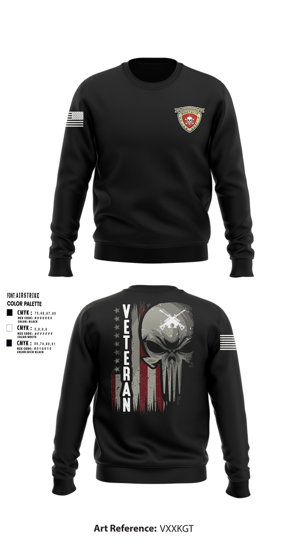 Crew Neck Sweatshirt, 3d Reconnaissance Batallion, Marines, Teamtime, Team time, sublimation, custom sports apparel, team uniforms, spirit wear, spiritwear, sports uniforms, custom shirts, team store, custom team store, fundraiser sports, apparel fundraiser