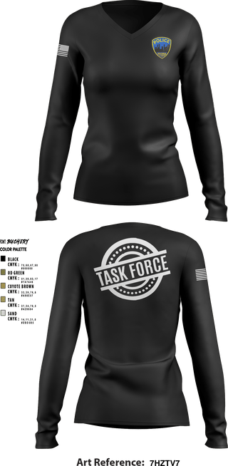 Women's Long Sleeve Vneck Shirt, , Police, Teamtime, Team time, sublimation, custom sports apparel, team uniforms, spirit wear, spiritwear, sports uniforms, custom shirts, team store, custom team store, fundraiser sports, apparel fundraiser