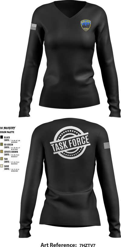 Crime Reduction Task Force 47911352 Women's Long Sleeve V-neck Shirt - 1