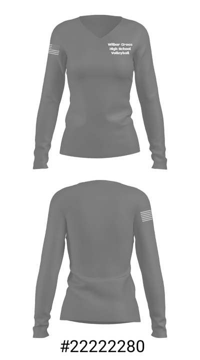 Wilbur Cross High School Volleyball 28881433 Women's Long Sleeve V-neck Shirt - 26
