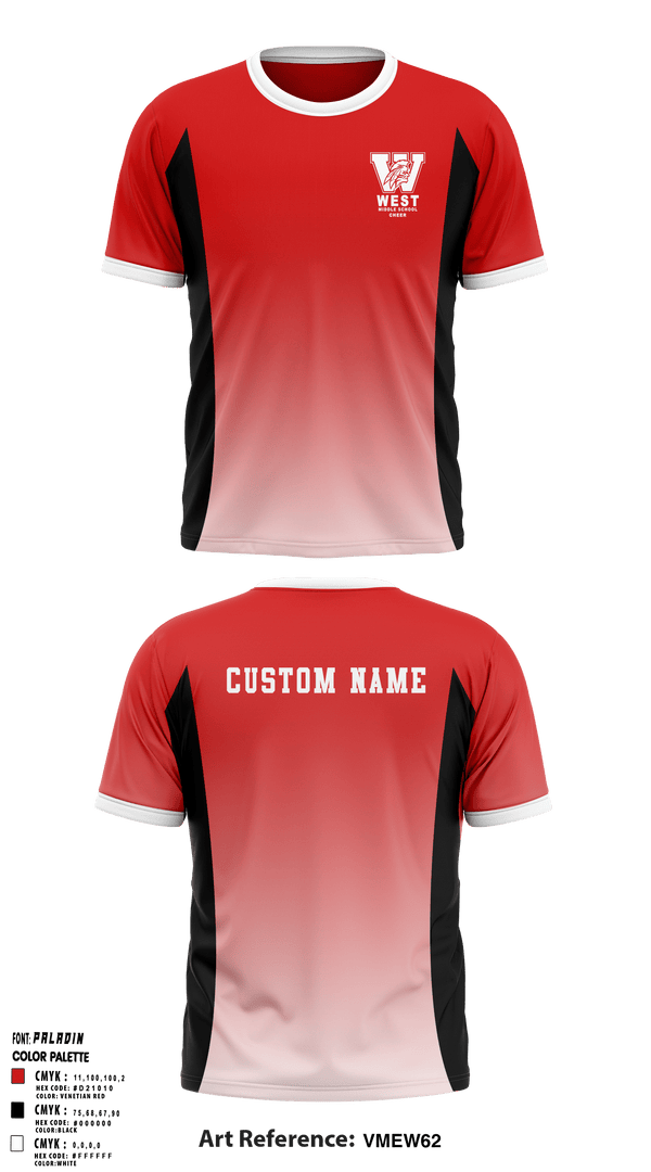 Short Sleeve Performance Shirt, West Middle School Cheer, Cheer, Teamtime, Team time, sublimation, custom sports apparel, team uniforms, spirit wear, spiritwear, sports uniforms, custom shirts, team store, custom team store, fundraiser sports, apparel fundraiser