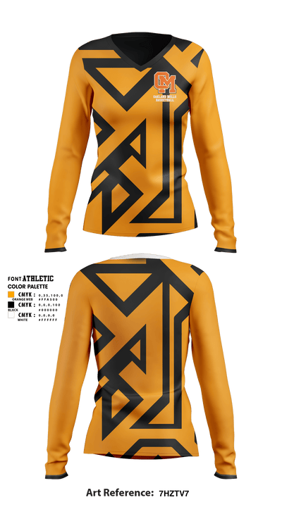 Oakland Mills High School Basketball 60774765 Women's Long Sleeve V-neck Shirt - 1