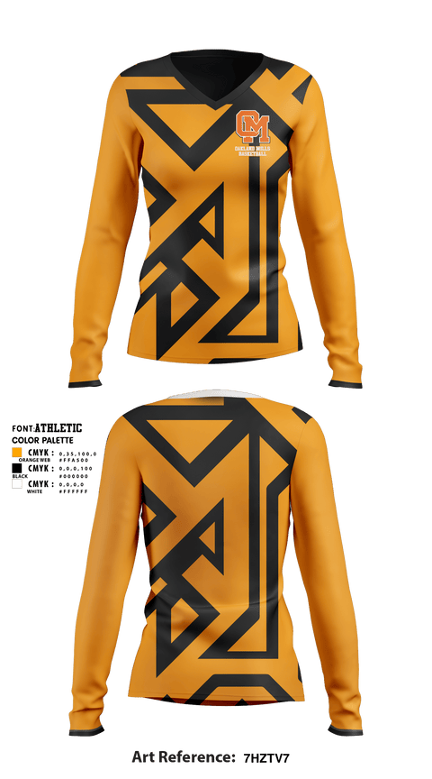 Women's Long Sleeve Vneck Shirt, Oakland Mills High School Basketball, Women's Basketball, Teamtime, Team time, sublimation, custom sports apparel, team uniforms, spirit wear, spiritwear, sports uniforms, custom shirts, team store, custom team store, fundraiser sports, apparel fundraiser