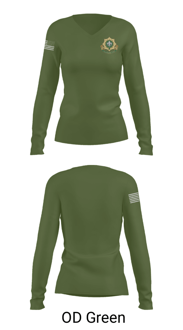 Women's Long Sleeve Vneck Shirt, , Army, Teamtime, Team time, sublimation, custom sports apparel, team uniforms, spirit wear, spiritwear, sports uniforms, custom shirts, team store, custom team store, fundraiser sports, apparel fundraiser
