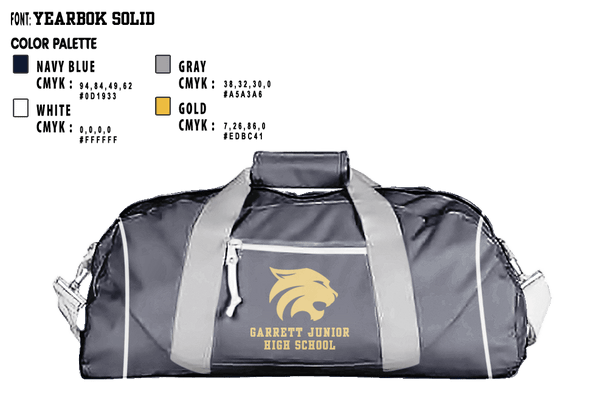 Duffle Bag, Garrett Junior High School, Spirit Store, Teamtime, Team time, sublimation, custom sports apparel, team uniforms, spirit wear, spiritwear, sports uniforms, custom shirts, team store, custom team store, fundraiser sports, apparel fundraiser
