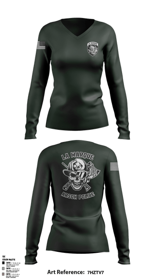 Women's Long Sleeve Vneck Shirt, La Marque Arson Police, Police, Teamtime, Team time, sublimation, custom sports apparel, team uniforms, spirit wear, spiritwear, sports uniforms, custom shirts, team store, custom team store, fundraiser sports, apparel fundraiser