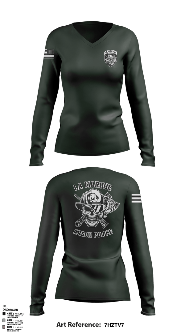 Women's Long Sleeve Vneck Shirt, La Marque Arson Police, Police, Teamtime, Team time, sublimation, custom sports apparel, team uniforms, spirit wear, spiritwear, sports uniforms, custom shirts, team store, custom team store, fundraiser sports, apparel fundraiser